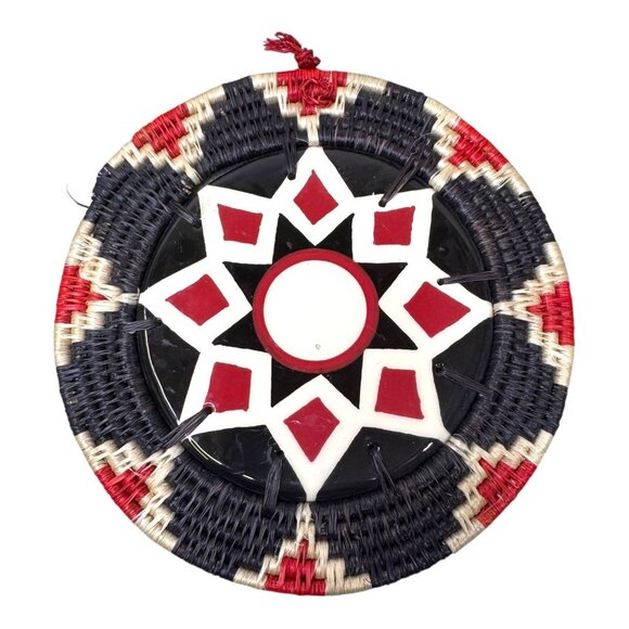 Handmade Swaziland Decorative Woven Basket & Ceramic Trivet Tile Plate Wall Art - Picture 1 of 7